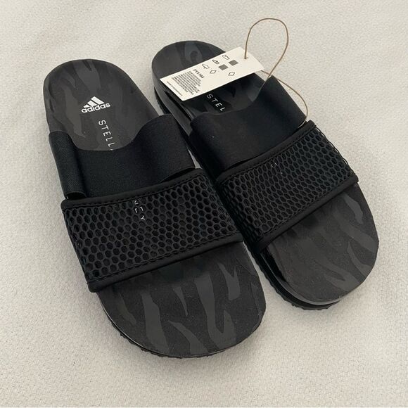 Adidas x Stella McCartney Asmc Lette Black Slide Sandals Size 8 NEW - Picture 2 of 9